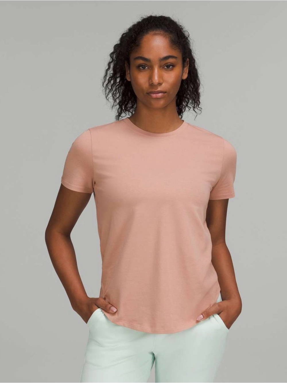 Lululemon Love Crew Pima Cotton Tee Peach Pink Size 12 Large